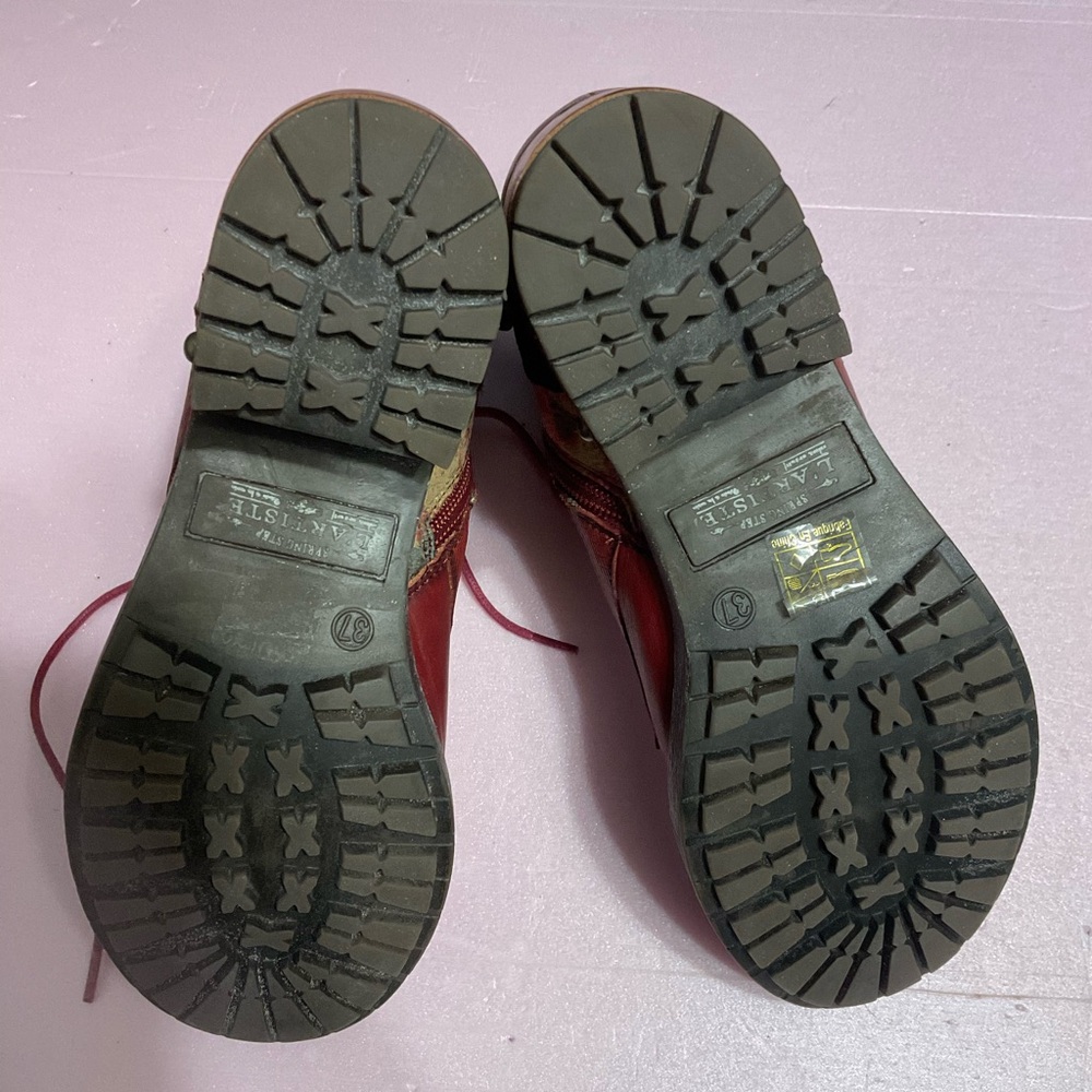 L’ARTISTE Spring Step Red floral Lace-Up/side zip Ankle Boots Sz 37/7 - Picture 4 of 11